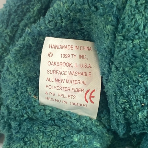 Vintage Ty Beanie Baby Wallace the Bear DOB January 25, 1999 Green With Scarf - Picture 8 of 14